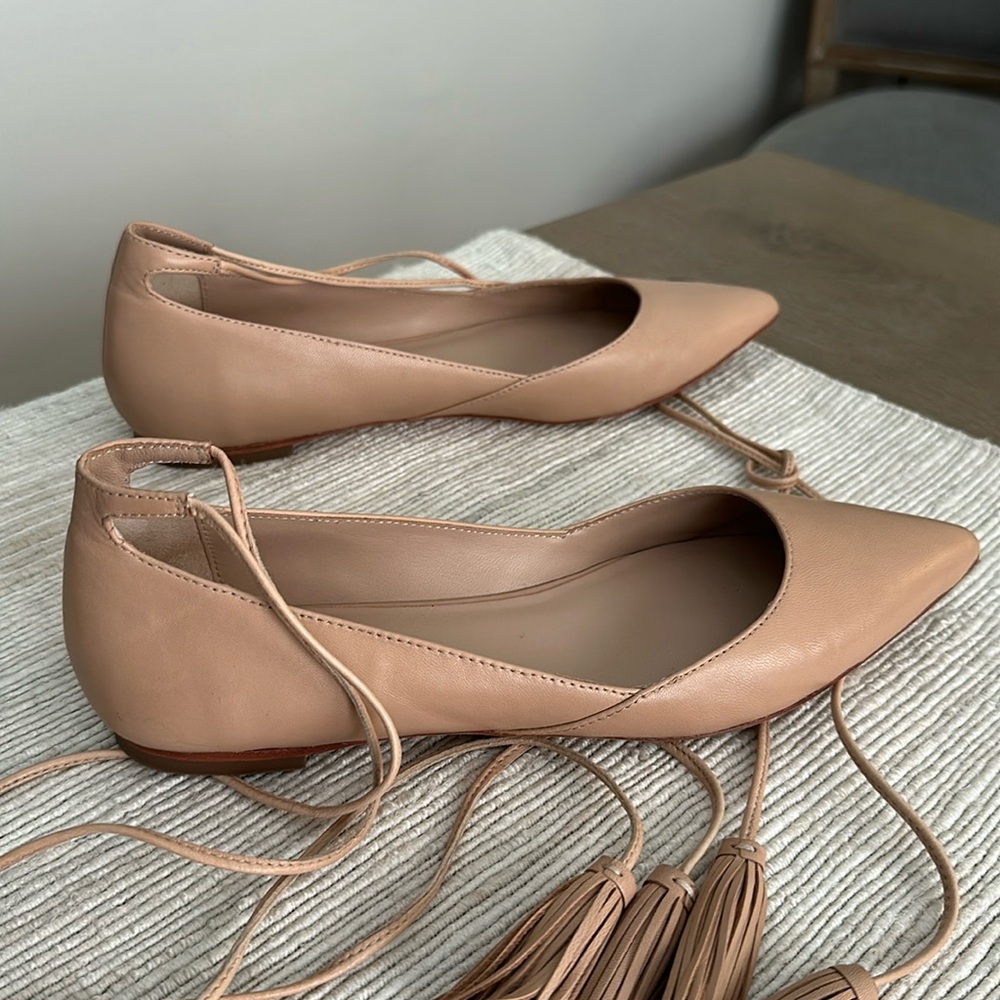 Loeffler Randall Penelope nude tassel tie flats 8 - Picture 4 of 11